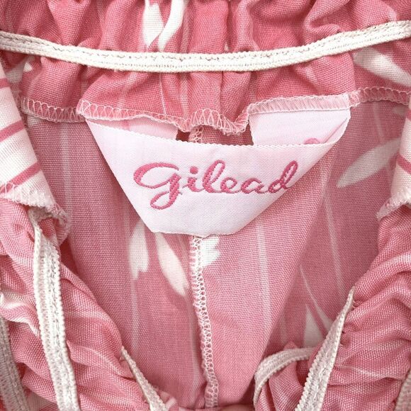 Vintage Gilead Sz M Pink Mixed Print Sleeveless House Patio Lounge Dress Gown - Picture 3 of 7